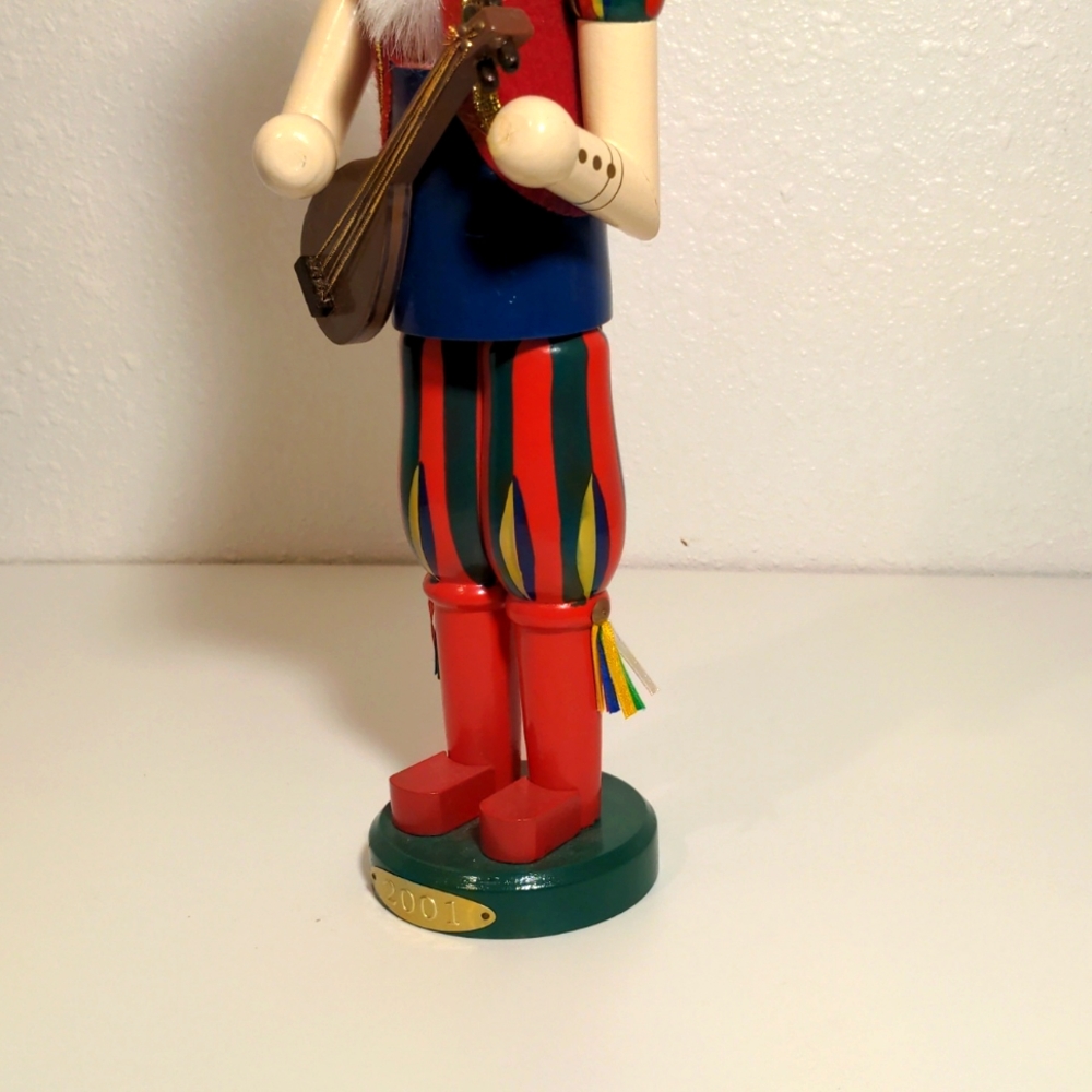 Nutcracker Musician Holiday Christmas gift wood red green gold instrument used - Picture 3 of 5